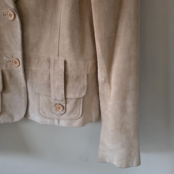 Aldo L Vintage Y2K Bohemian Western Utility Neutral Genuine Suede Jacket - Picture 7 of 16